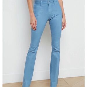 NWOT L'AGENCE RUTH high rise straight raw hem coated jeans in Blue Mist Sz 25